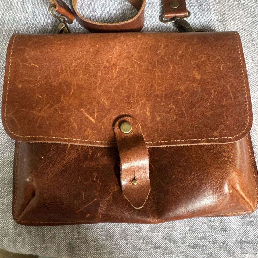 Unbranded Authentic Leather Crossbody Satchel Bag Brown - Picture 2 of 8